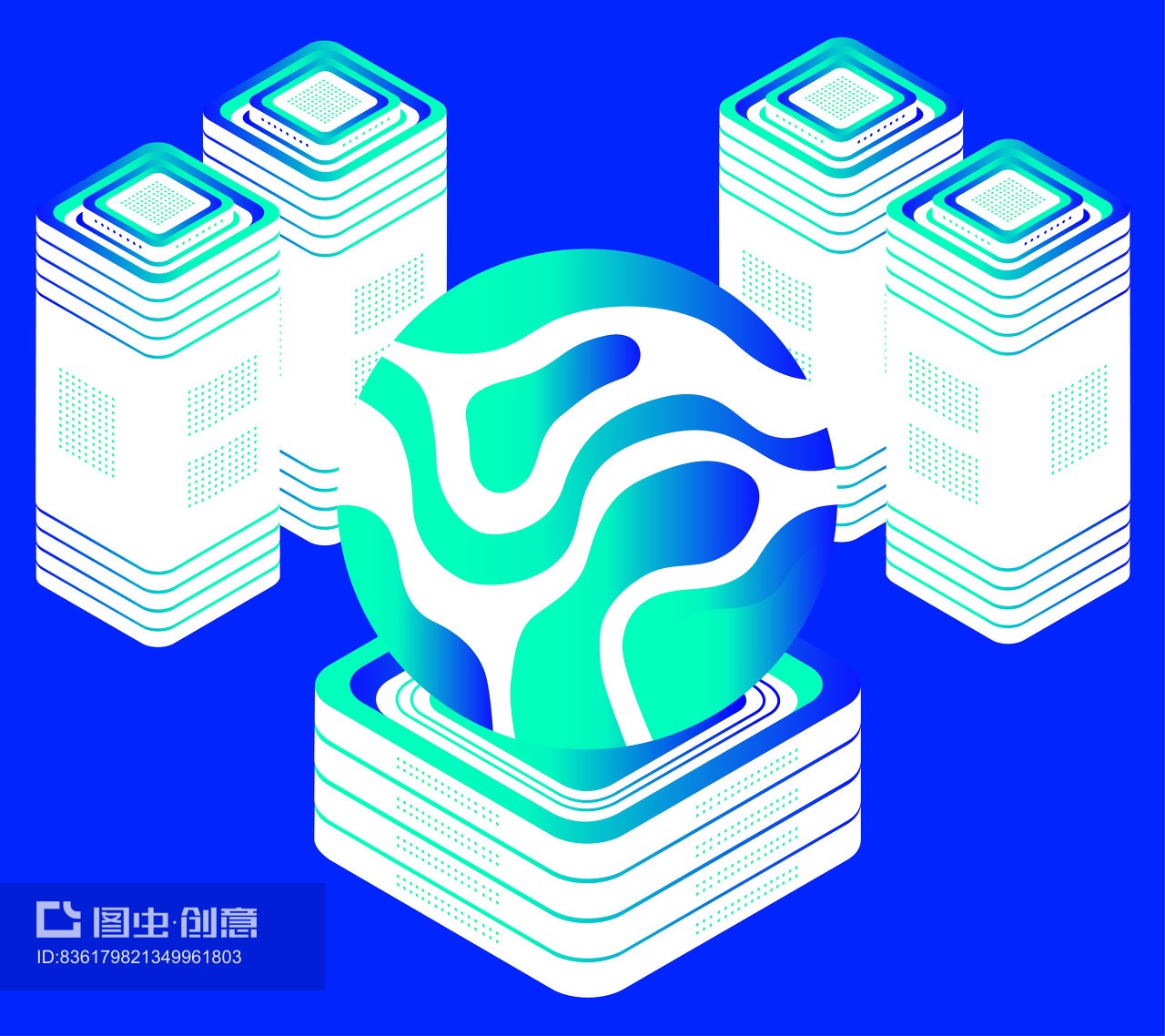 科技環保強力凈化地球插畫